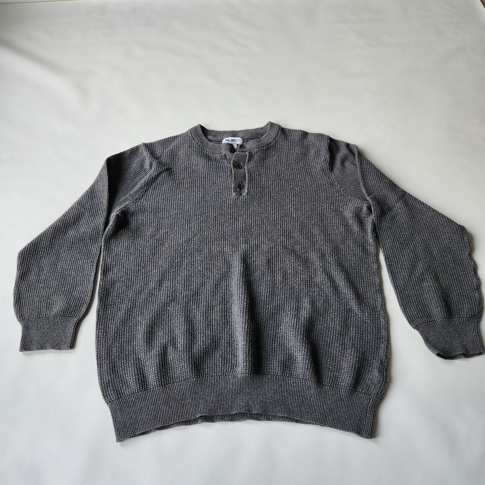William Rast Shirt Womens Gray Longsleeve Henley Solid Waffle Knit